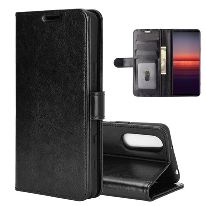 Black textured flip wallet phone case with card slots and stand for Xperia 5 II