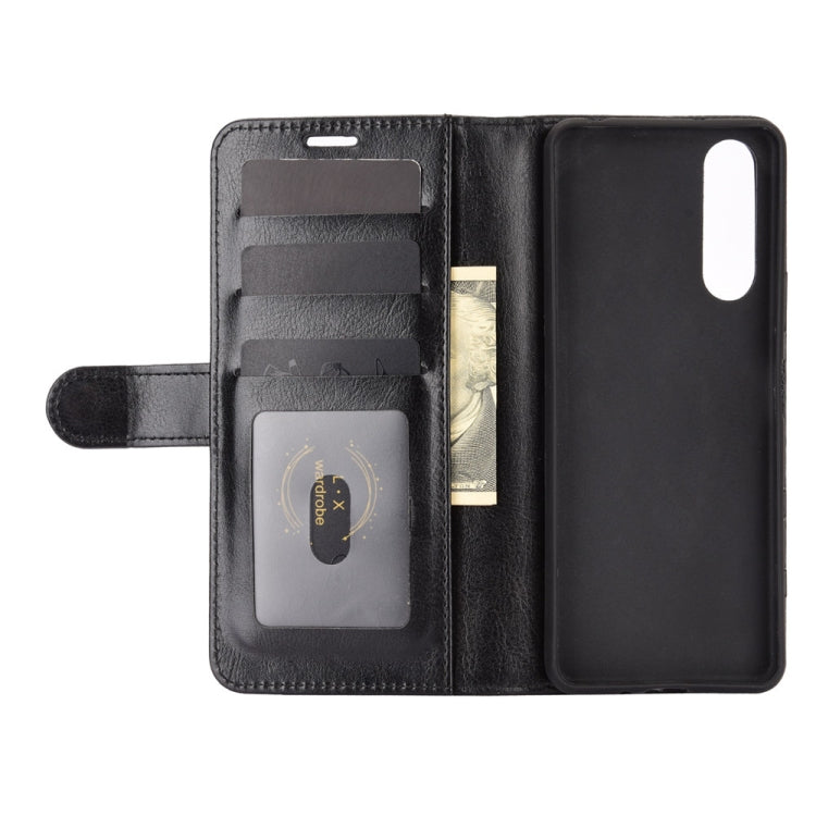 Black flip wallet case with card slots and camera cutout for Xperia 5 II