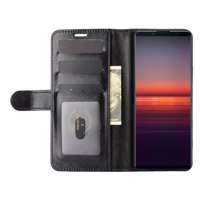 Black flip wallet case with card slots and stand for Xperia 5 II