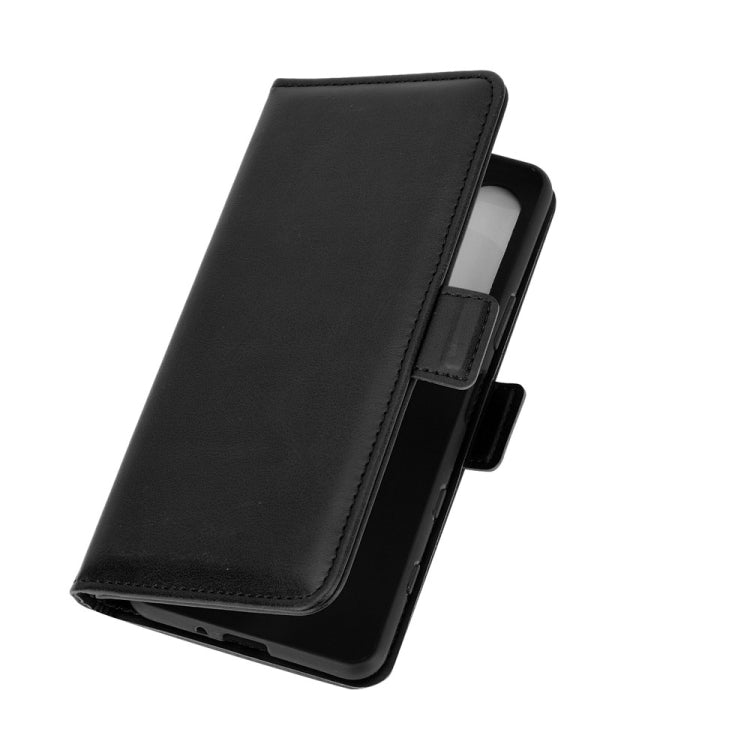 Black leather wallet phone case closed with magnetic clasp and side button cover