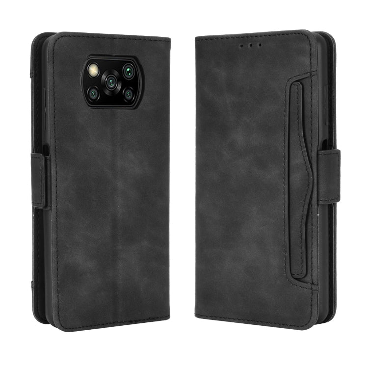 Black wallet-style phone case with folio cover and card slot for Poco X3 NFC