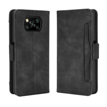 Black wallet-style phone case with folio cover and card slot for Poco X3 NFC