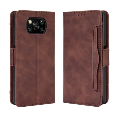 Brown wallet phone case with side card slot and camera cutout, for Xiaomi Poco X3 NFC