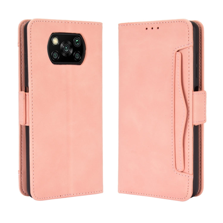 Pink wallet phone case with side card slot and camera cutout, for Xiaomi Poco X3 NFC