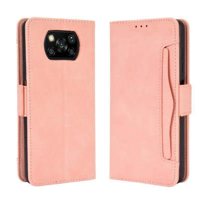 Pink wallet phone case with side card slot and camera cutout, for Xiaomi Poco X3 NFC