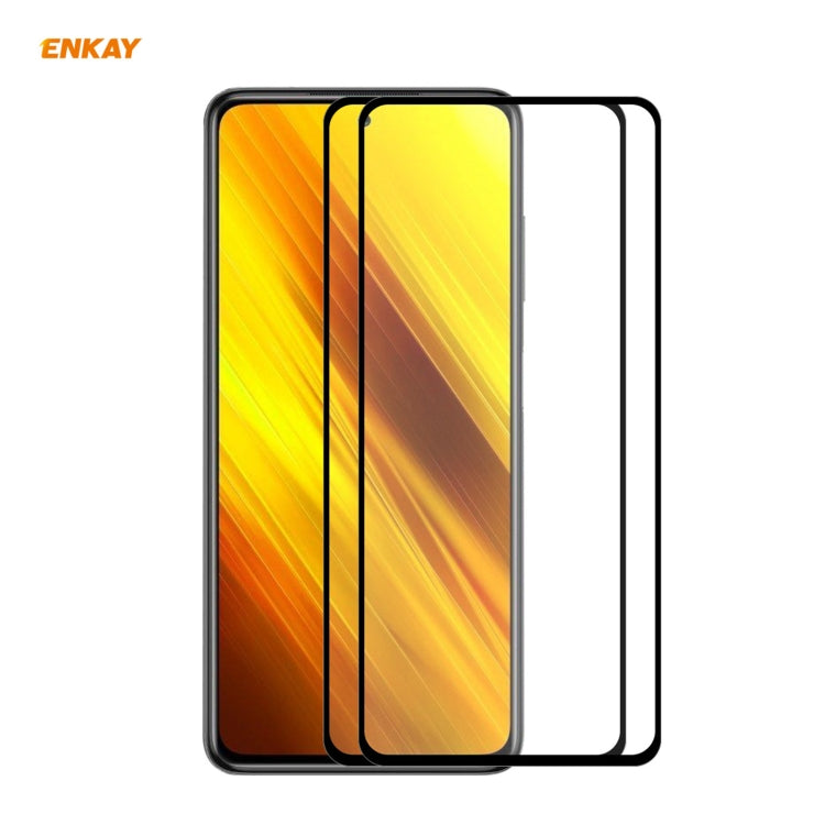 2 PCS ENKAY Hat-Prince Full Glue 0.26mm 9H 2.5D Tempered Glass Full Coverage Film, For Samsung Galaxy M51, For Samsung Galaxy A42 5G, For Xiaomi Poco X3 / X3 NFC