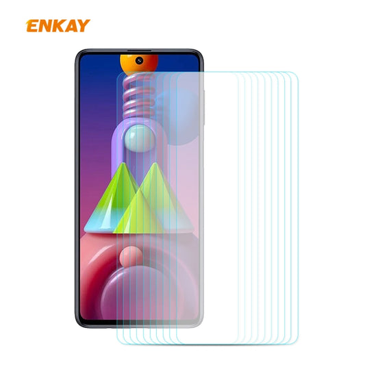 Curved edge tempered glass screen protector film set with ENKAY branding, clear