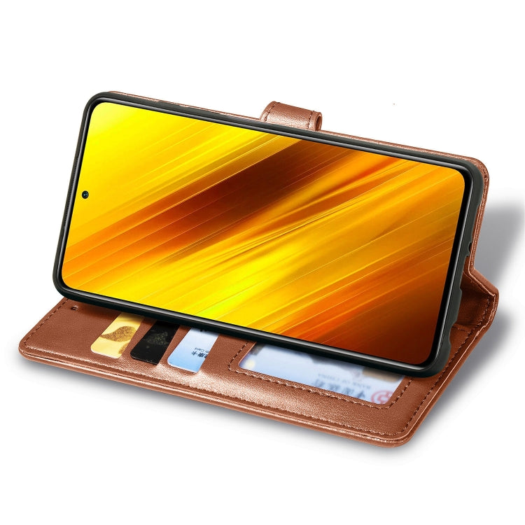 Retro Solid Color Leather Buckle Phone Case with Lanyard & Photo Frame & Card Slot & Wallet & Stand Function, For  Xiaomi Poco X3 NFC