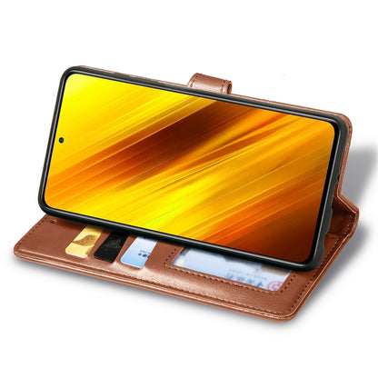 Retro Solid Color Leather Buckle Phone Case with Lanyard & Photo Frame & Card Slot & Wallet & Stand Function, For  Xiaomi Poco X3 NFC