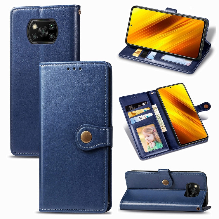 Retro Solid Color Leather Buckle Phone Case with Lanyard & Photo Frame & Card Slot & Wallet & Stand Function, For  Xiaomi Poco X3 NFC