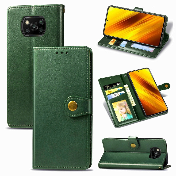 Retro Solid Color Leather Buckle Phone Case with Lanyard & Photo Frame & Card Slot & Wallet & Stand Function, For  Xiaomi Poco X3 NFC