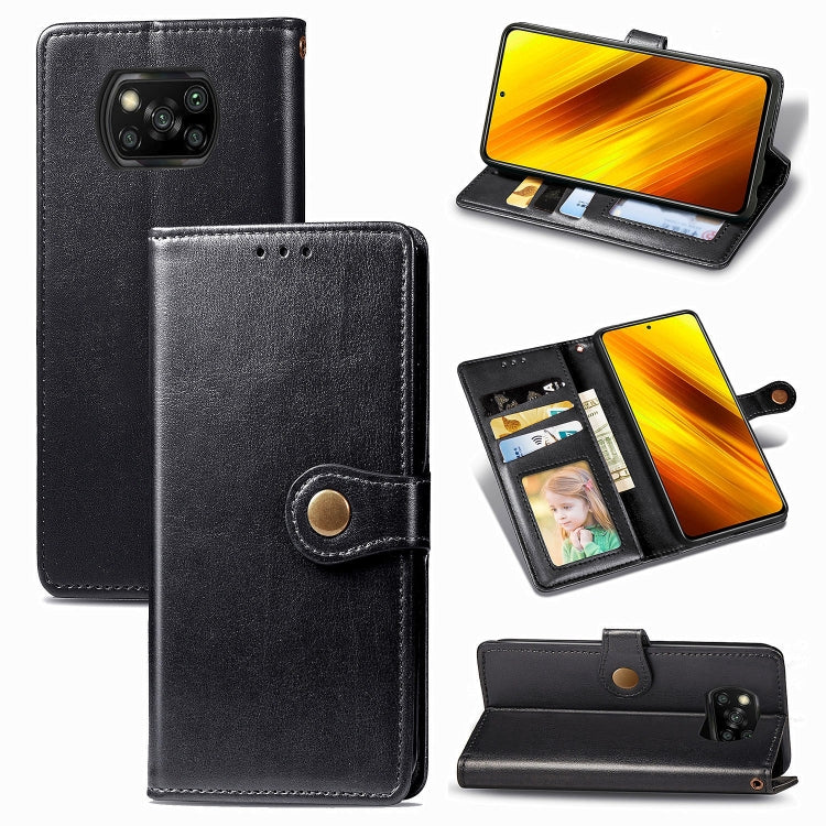 Retro Solid Color Leather Buckle Phone Case with Lanyard & Photo Frame & Card Slot & Wallet & Stand Function, For  Xiaomi Poco X3 NFC