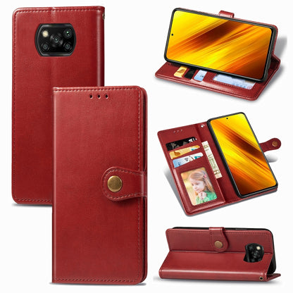 Retro Solid Color Leather Buckle Phone Case with Lanyard & Photo Frame & Card Slot & Wallet & Stand Function, For  Xiaomi Poco X3 NFC