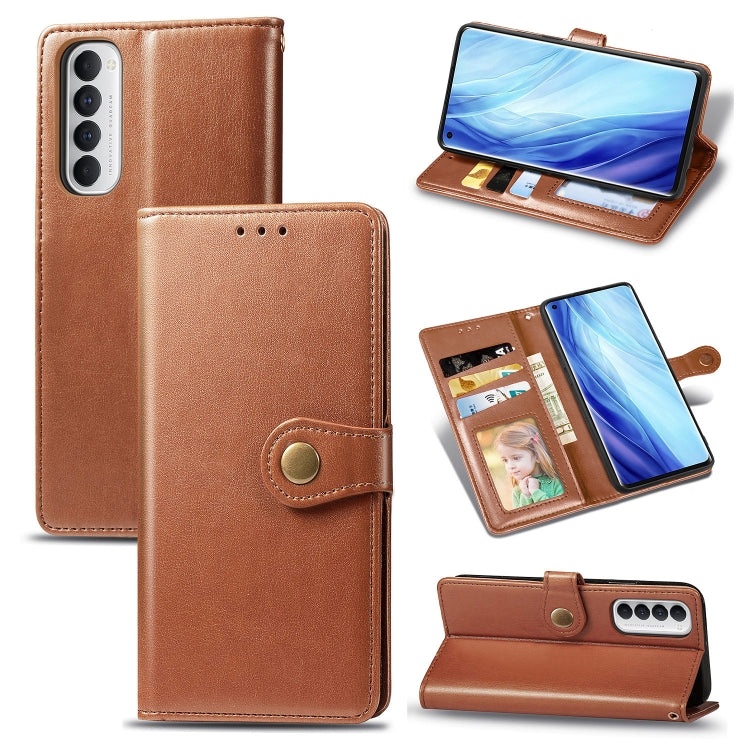 Brown leather-look phone wallet case with buckle, lanyard strap, card slot, and stand