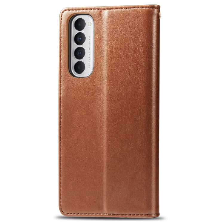 Brown leather-look phone wallet case with camera cutout and full front folio cover