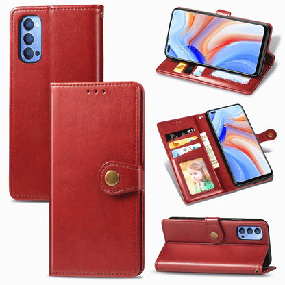Red leather phone case with lanyard, photo frame, card slot, and stand function