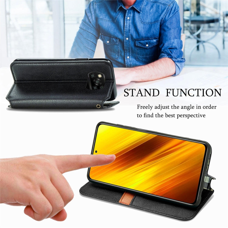Cubic Grid Pressed Horizontal Flip Magnetic PU Leather Case with Holder & Card Slots & Wallet, For Xiaomi Poco X3 NFC