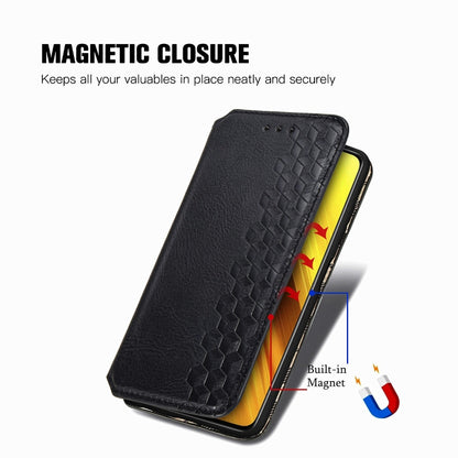 Cubic Grid Pressed Horizontal Flip Magnetic PU Leather Case with Holder & Card Slots & Wallet, For Xiaomi Poco X3 NFC