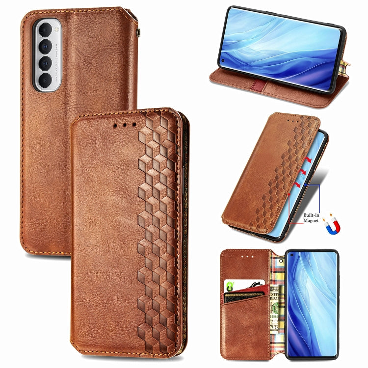 Cubic Grid Pressed Horizontal Flip Magnetic PU Leather Case with Holder & Card Slots & Wallet, For OPPO Reno4 Pro 4G, For OPPO A53 2020