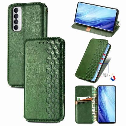 Cubic Grid Pressed Horizontal Flip Magnetic PU Leather Case with Holder & Card Slots & Wallet, For OPPO Reno4 Pro 4G, For OPPO A53 2020