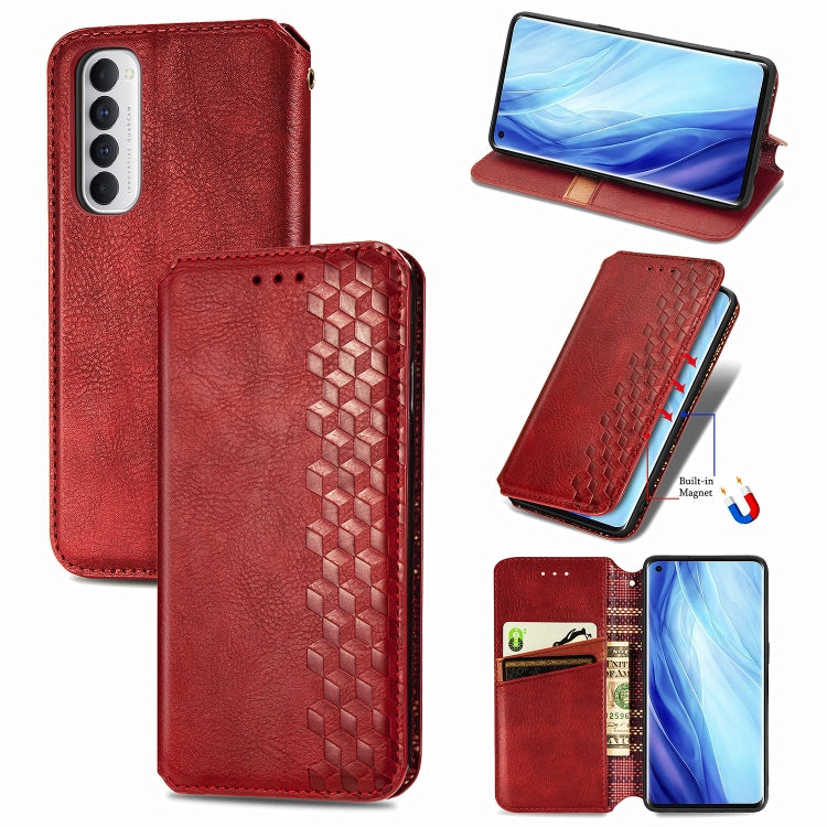 Cubic Grid Pressed Horizontal Flip Magnetic PU Leather Case with Holder & Card Slots & Wallet, For OPPO Reno4 Pro 4G, For OPPO A53 2020