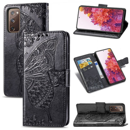 Butterfly Love Flower Embossed Horizontal Flip Leather Case with Bracket / Card Slot / Wallet / Lanyard, For Galaxy S20 FE / S20 Lite, For Xiaomi Poco X3 NFC, For Samsung Galaxy S20 FE, For LG Style3 L-41A, For Moto G9 Play