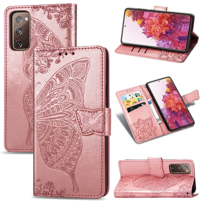 Butterfly Love Flower Embossed Horizontal Flip Leather Case with Bracket / Card Slot / Wallet / Lanyard, For Galaxy S20 FE / S20 Lite, For Xiaomi Poco X3 NFC, For Samsung Galaxy S20 FE, For LG Style3 L-41A, For Moto G9 Play