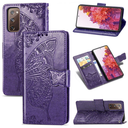 Butterfly Love Flower Embossed Horizontal Flip Leather Case with Bracket / Card Slot / Wallet / Lanyard, For Galaxy S20 FE / S20 Lite, For Xiaomi Poco X3 NFC, For Samsung Galaxy S20 FE, For LG Style3 L-41A, For Moto G9 Play