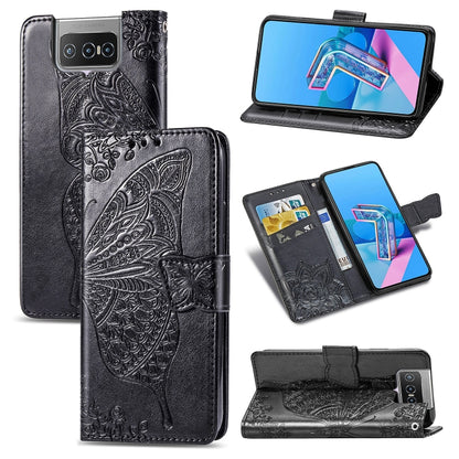 Butterfly Love Flower Embossed Horizontal Flip Leather Case with Bracket / Card Slot / Wallet / Lanyard, For Huawei Honor Play 4, For  Asus Zenfone 7 ZS670KS, For Asus Zenfone 7 Pro ZS671KS, For Asus ROG Phone 3 ZS661KS, For OPPO Reno 4 PRO 4G         ...