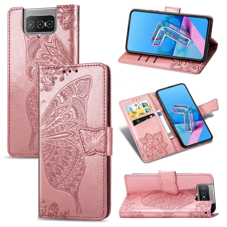 Butterfly Love Flower Embossed Horizontal Flip Leather Case with Bracket / Card Slot / Wallet / Lanyard, For Huawei Honor Play 4, For  Asus Zenfone 7 ZS670KS, For Asus Zenfone 7 Pro ZS671KS, For Asus ROG Phone 3 ZS661KS, For OPPO Reno 4 PRO 4G         ...