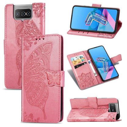 Butterfly Love Flower Embossed Horizontal Flip Leather Case with Bracket / Card Slot / Wallet / Lanyard, For Huawei Honor Play 4, For  Asus Zenfone 7 ZS670KS, For Asus Zenfone 7 Pro ZS671KS, For Asus ROG Phone 3 ZS661KS, For OPPO Reno 4 PRO 4G         ...
