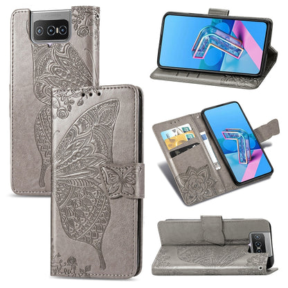 Butterfly Love Flower Embossed Horizontal Flip Leather Case with Bracket / Card Slot / Wallet / Lanyard, For Huawei Honor Play 4, For  Asus Zenfone 7 ZS670KS, For Asus Zenfone 7 Pro ZS671KS, For Asus ROG Phone 3 ZS661KS, For OPPO Reno 4 PRO 4G         ...