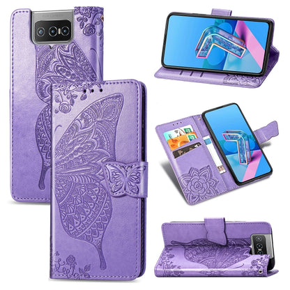 Butterfly Love Flower Embossed Horizontal Flip Leather Case with Bracket / Card Slot / Wallet / Lanyard, For Huawei Honor Play 4, For  Asus Zenfone 7 ZS670KS, For Asus Zenfone 7 Pro ZS671KS, For Asus ROG Phone 3 ZS661KS, For OPPO Reno 4 PRO 4G         ...
