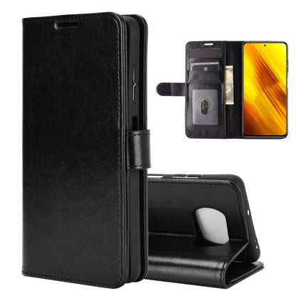 Black leather-look flip phone case with card slots and stand for Poco X3