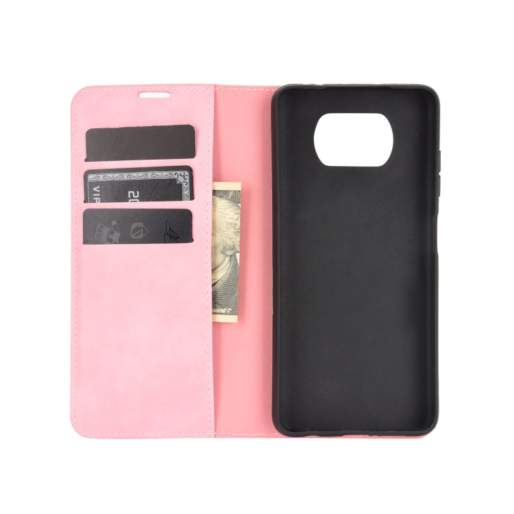 Pink flip phone case open view, showing card slots and camera cutout pocket