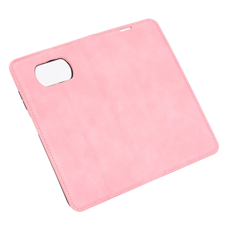 Pink leather phone case back cover with top cutout for camera window