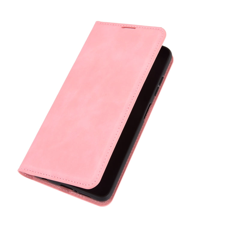 Pink leather folio phone case with slim flip cover and side edge opening