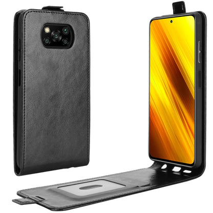 Black leather-style vertical flip case with card slot and fold-out stand
