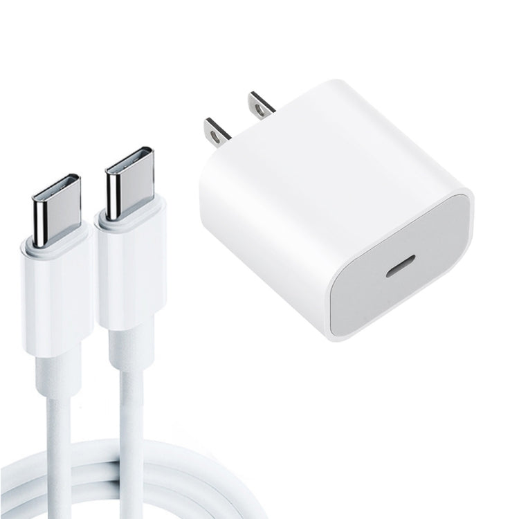 White USB-C travel wall charger with US plug prongs and single charging port