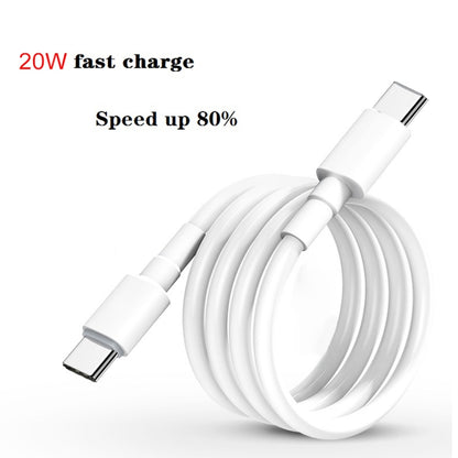 White USB-C to USB-C fast charging cable, coiled with white connector