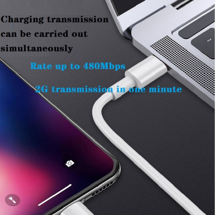 USB-C to 8-pin charging cable connected to a smartphone and power source