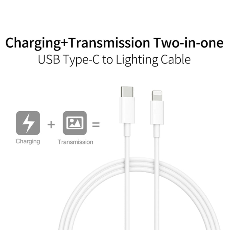 White USB-C to 8-pin charging cable with two connector ends