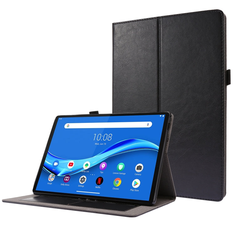 Black PU leather folio case for Lenovo Tab, horizontal flip cover with stand