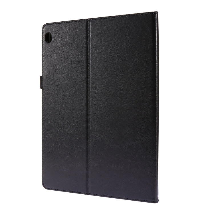 Black PU leather folio case for Lenovo Tab with side camera cutout and fold