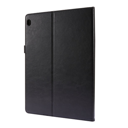 Black PU leather folio case for Lenovo Tab with side camera cutout and fold