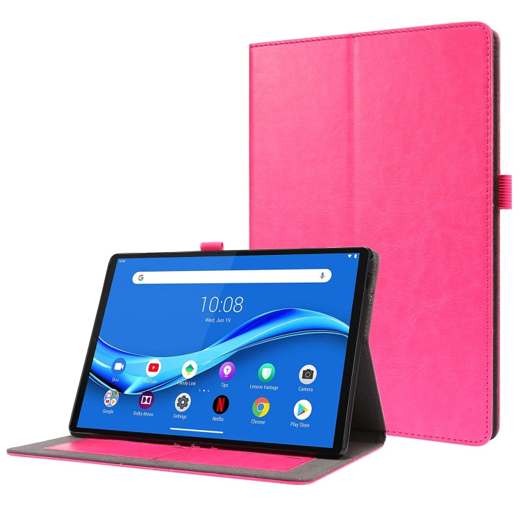 Pink PU leather flip case with stand, cover open showing tablet screen