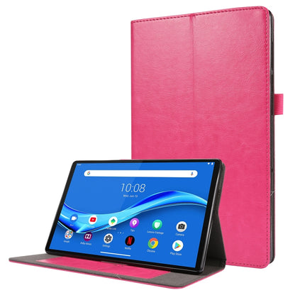 Hot pink PU leather flip case with stand, cover open showing tablet screen