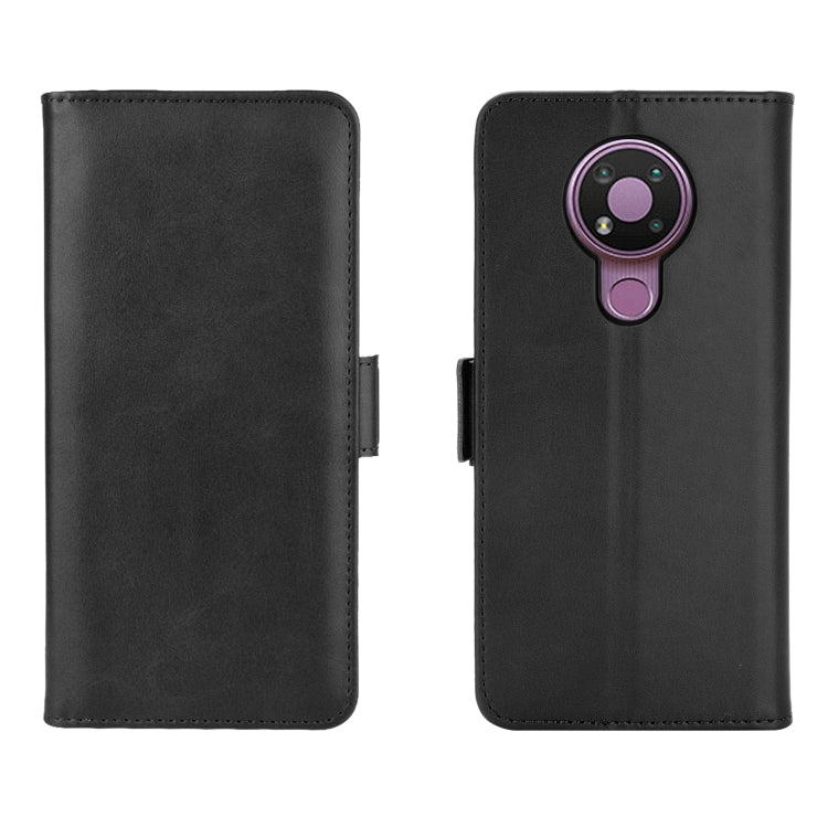 Black flip leather phone case with magnetic closure and camera cutout