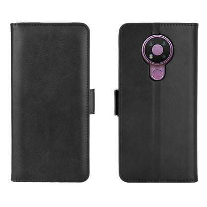 Black flip leather phone case with magnetic closure and camera cutout