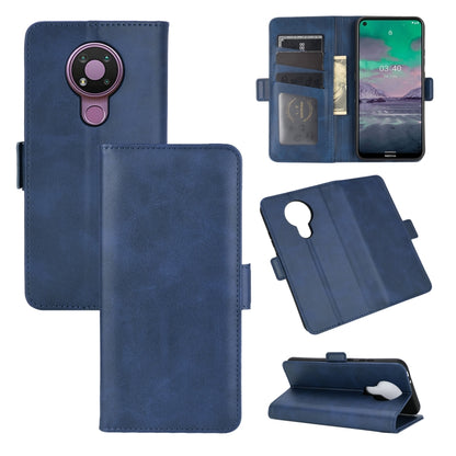 Dark blue horizontal flip leather case with magnetic buckle, card slots, and wallet